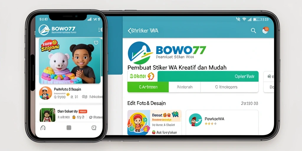 Antarmuka aplikasi BOWO77 untuk pembuatan stiker WA yang user-friendly.