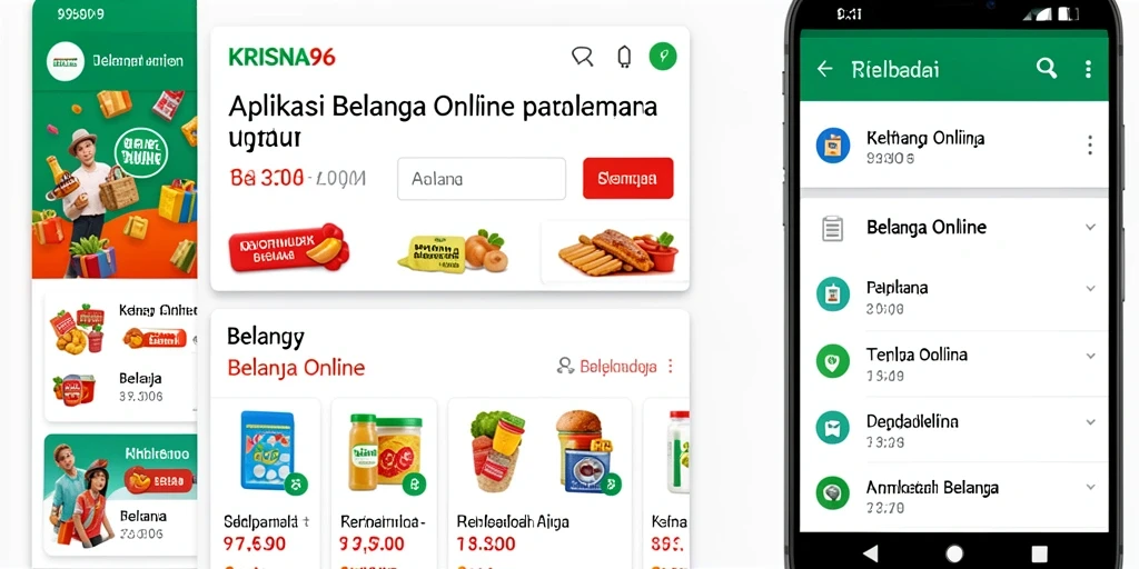 Tampilan antarmuka aplikasi KRISNA96 yang user-friendly untuk belanja online.